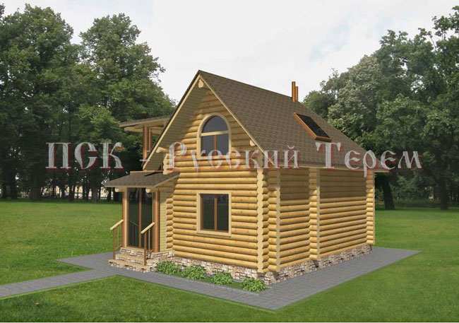 Двухэтажный деревянный дом из строганого бревна общей площадью 93 м2